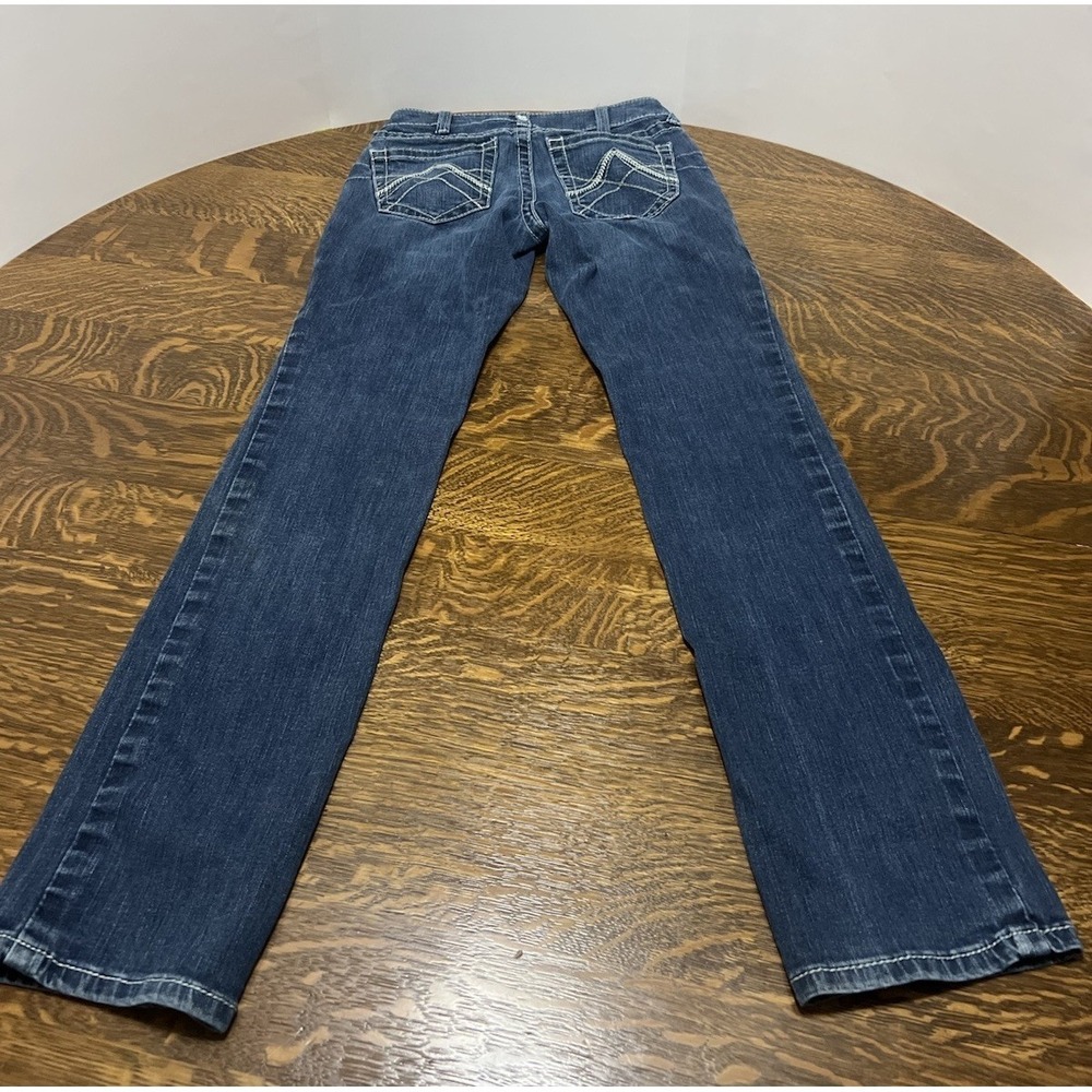 Ariat R.E.A.L. Icon Jeans Womens 28R Mid  Straight Embroidered Dark Wash Rodeo